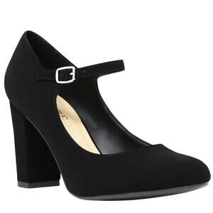 NEW Marco Women's Black Buckle Strap Mary Jane Mid-rise Chunky Heel Size 9